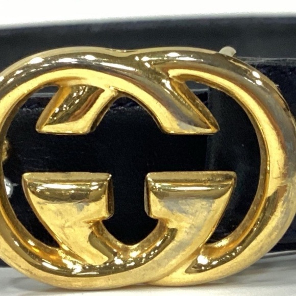Gucci Dark Navy Interlocking G Leather Belt - Authentic - Picture 9 of 10